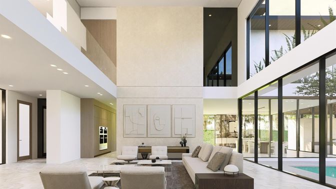Interior, Living room, Recessed Lighting