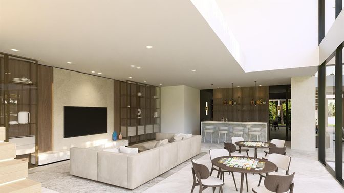 Fireplace, Interior, Living room, Pendant Lights, Recessed Lighting