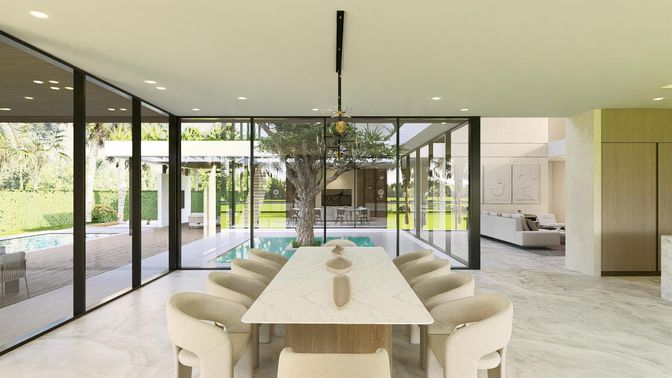 Dining room, Interior, Living room, Recessed Lighting