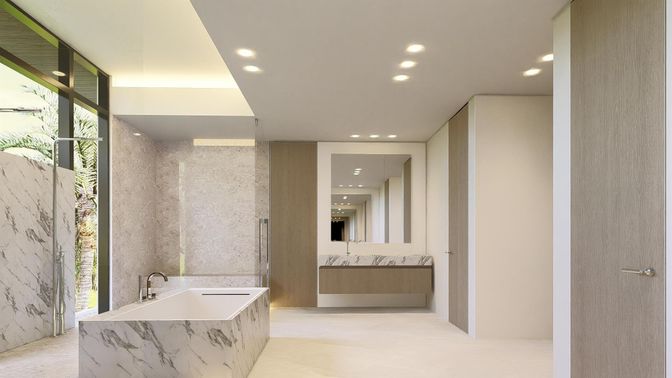 Bathroom, Interior, Recessed Lighting
