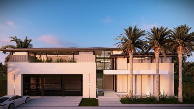 Attached, Exterior, Facade, Modern