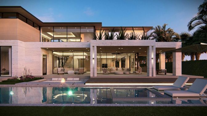 Exterior, Facade, Pool, Modern