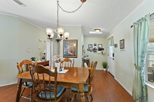 Chandelier, Dining room, Interior, Wood Texture Flooring