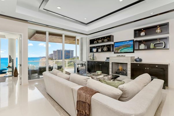Fireplace, Interior, Living room, Recessed Lighting, Water