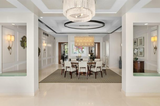 Chandelier, Dining room, Interior, Recessed Lighting