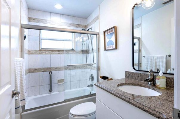 Bathroom, Glass Shower, Interior, Recessed Lighting