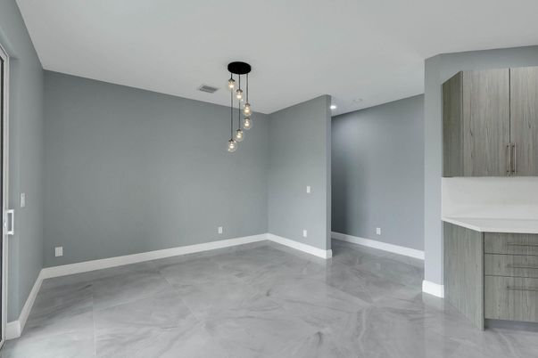 Empty room, Interior, Marble, Pendant Lights, Recessed Lighting