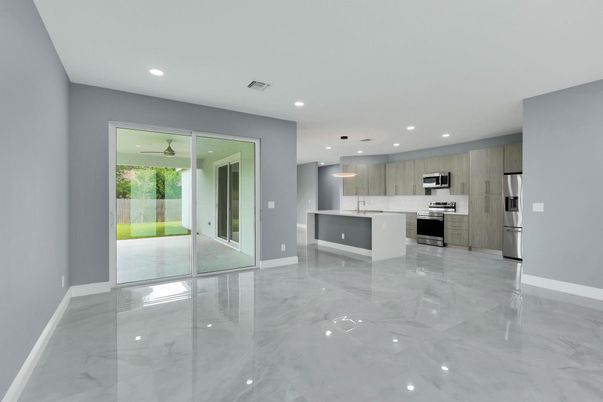 Interior, Kitchen, Marble, Pendant Lights, Recessed Lighting, Stainless Steel Appliances