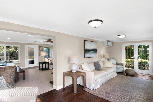Interior, Living room, Recessed Lighting, Wood Texture Flooring