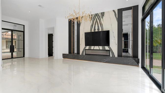 Empty room, Interior, Marble, Recessed Lighting
