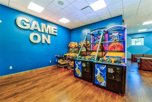 Game Room, Interior, Recessed Lighting, Wood Texture Flooring