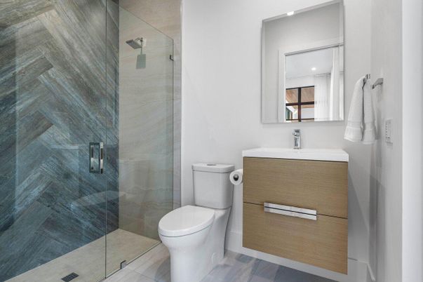 Bathroom, Glass Shower, Interior, Recessed Lighting