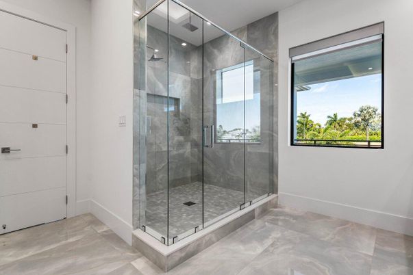 Bathroom, Glass Shower, Interior, Recessed Lighting
