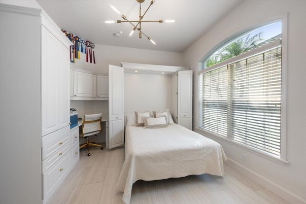 Bedroom, Home Office, Interior, Pendant Lights, Recessed Lighting, Wood Texture Flooring