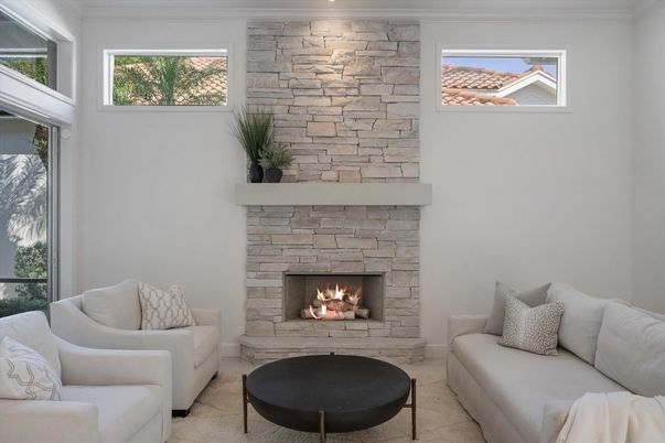 Fireplace, Interior, Living room, Stone Walls