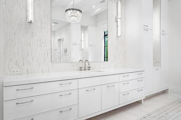 Bathroom, Chandelier, Dual Sink Vanities, Interior, Recessed Lighting