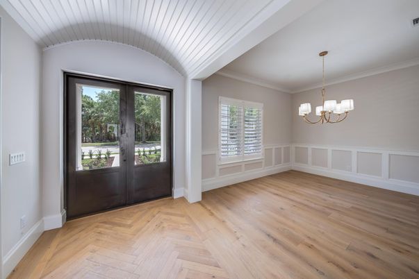 Chandelier, Empty room, Interior, Wood Texture Flooring