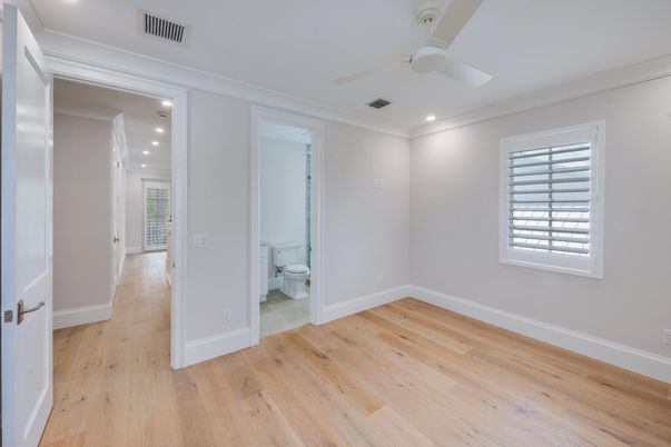 Bathroom, Empty room, Interior, Recessed Lighting, Wood Texture Flooring
