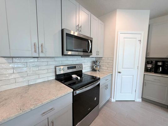 Interior, Kitchen, Stainless Steel Appliances, Wood Texture Flooring