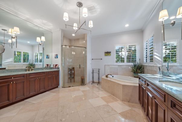 Bathroom, Glass Shower, Interior, Pendant Lights, Recessed Lighting