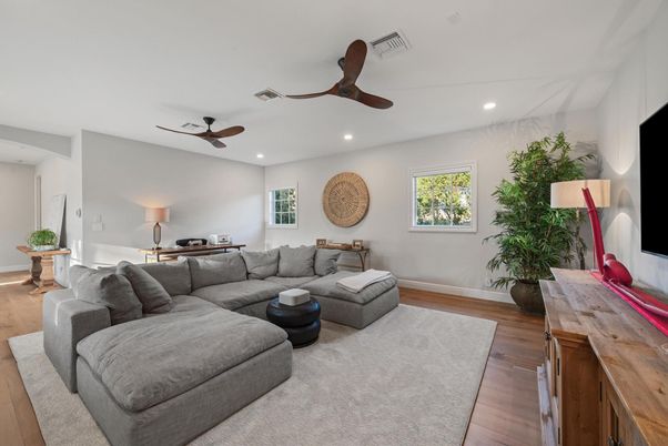 Interior, Living room, Recessed Lighting, Wood Texture Flooring