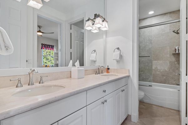 Bathroom, Dual Sink Vanities, Glass Shower, Interior, Recessed Lighting