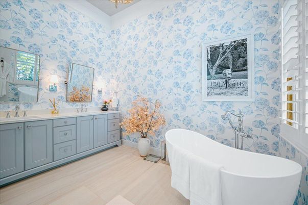 Bathroom, Dual Sink Vanities, Free Standing Baths, Interior, Wood Texture Flooring