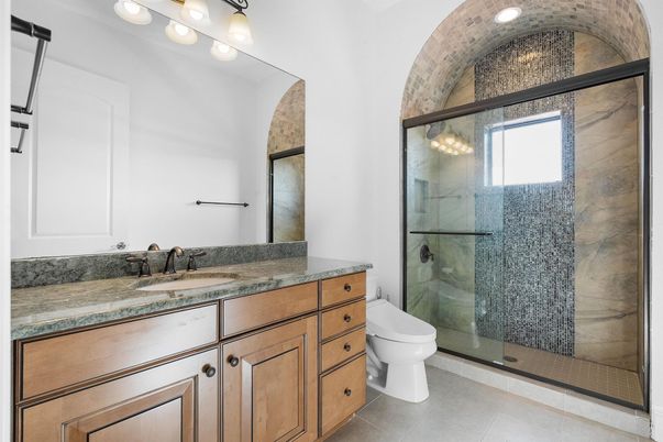 Bathroom, Glass Shower, Interior, Recessed Lighting