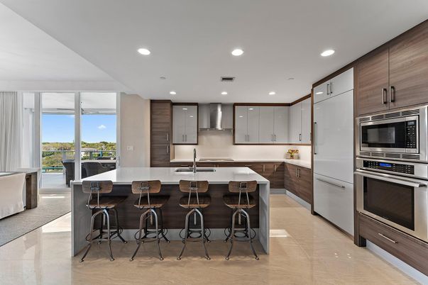 Interior, Kitchen, Recessed Lighting, Stainless Steel Appliances, Water