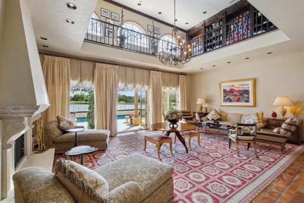 Chandelier, Fireplace, Interior, Living room, Recessed Lighting