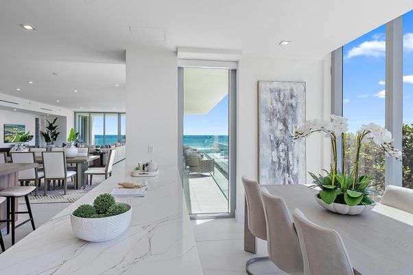 Dining room, Interior, Marble, Recessed Lighting, Water