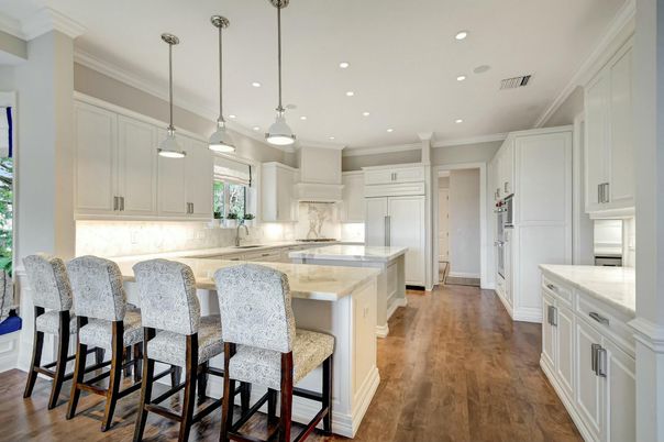 Interior, Kitchen, Pendant Lights, Recessed Lighting, Wood Texture Flooring