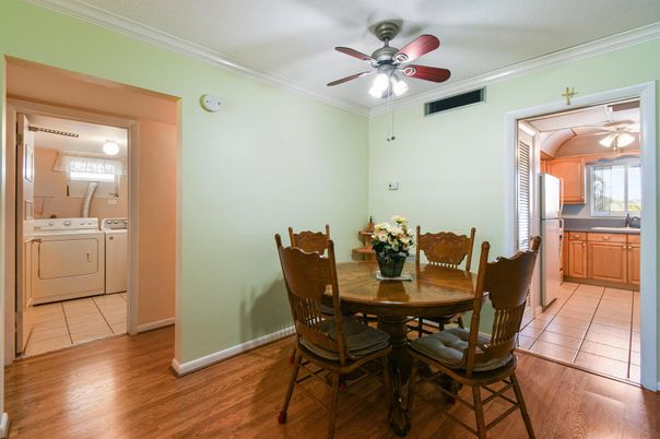 Dining room, Interior, Washer, Wood Texture Flooring