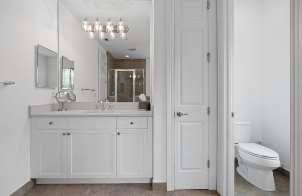 Bathroom, Glass Shower, Interior, Recessed Lighting