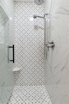 Bathroom, Glass Shower, Interior, Marble Walls
