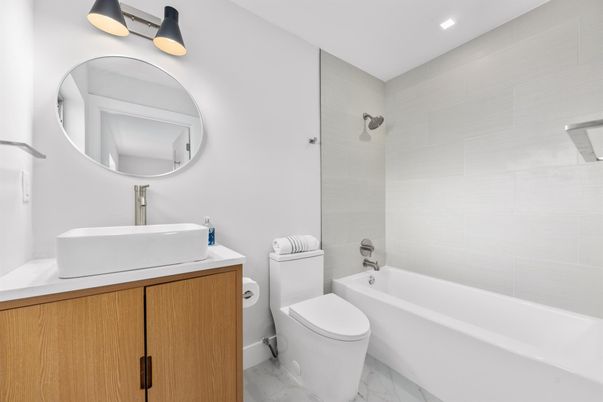 Bathroom, Dual Sink Vanities, Interior, Marble, Recessed Lighting