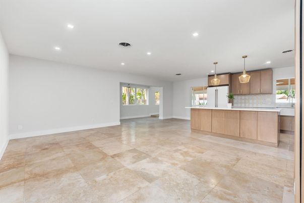 Empty room, Interior, Kitchen, Pendant Lights, Recessed Lighting