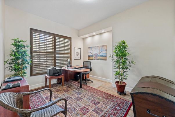 Home Office, Interior, Recessed Lighting, Wood Texture Flooring