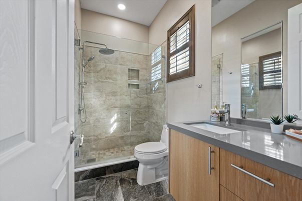 Bathroom, Glass Shower, Interior, Recessed Lighting