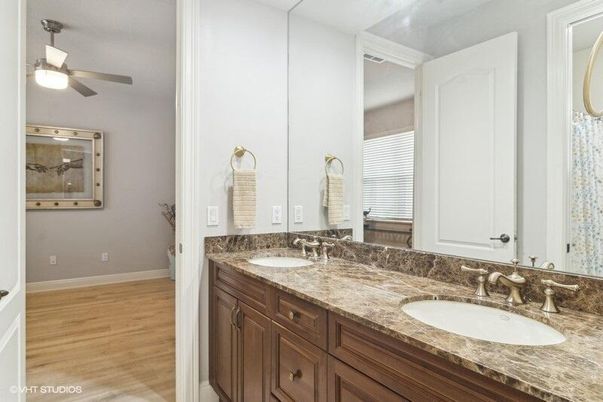 Bathroom, Dual Sink Vanities, Interior, Wood Texture Flooring