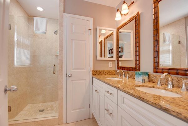 Bathroom, Dual Sink Vanities, Glass Shower, Interior, Recessed Lighting