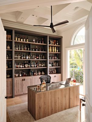 Home Office, Interior, Recessed Lighting, Wood Texture Flooring