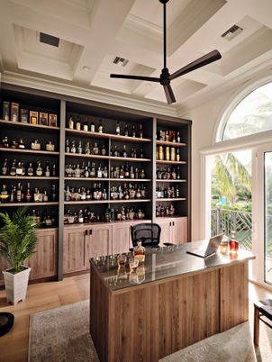 Home Office, Interior, Recessed Lighting, Wood Texture Flooring