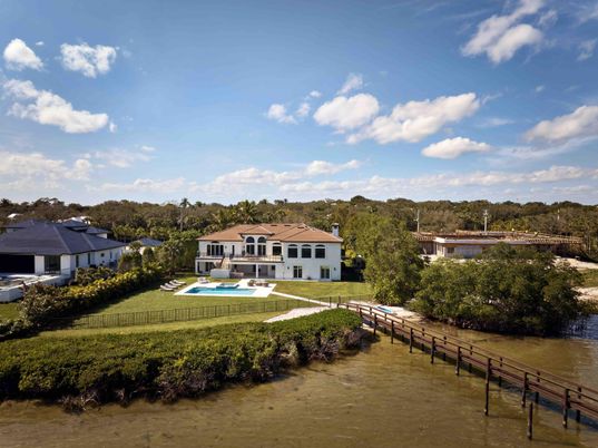 Exterior, Lake, Pool, Solar Panels