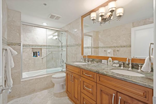 Bathroom, Dual Sink Vanities, Glass Shower, Interior, Recessed Lighting