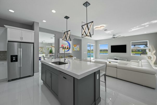 Interior, Kitchen, Living room, Pendant Lights, Recessed Lighting, Stainless Steel Appliances