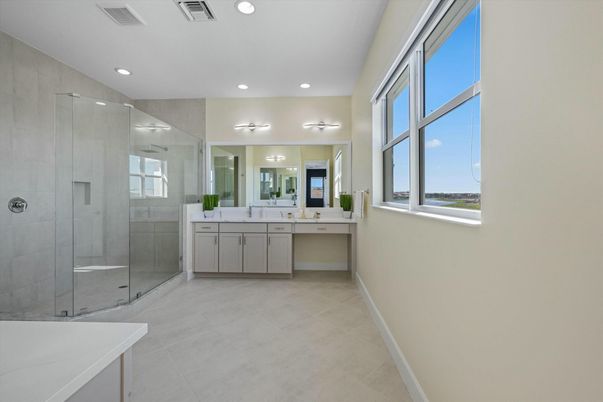 Bathroom, Glass Shower, Interior, Recessed Lighting
