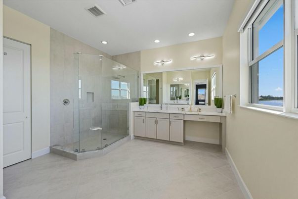 Bathroom, Glass Shower, Interior, Recessed Lighting