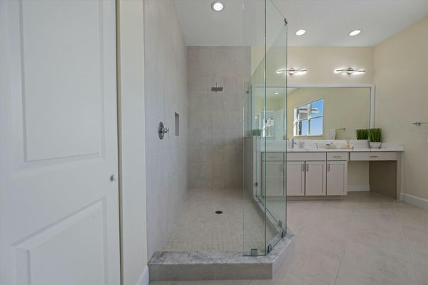 Bathroom, Glass Shower, Interior, Recessed Lighting
