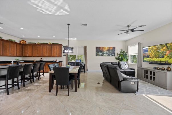 Dining room, Interior, Kitchen, Living room, Pendant Lights, Recessed Lighting
